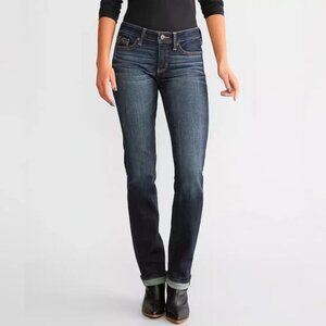 Buckle Dark Wash Straight Leg Jeans - Blue